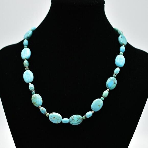 Barse Sterling Silver Necklace 925 Howlite Turquoise Beaded Collar Signed Bin7 - Picture 1 of 12